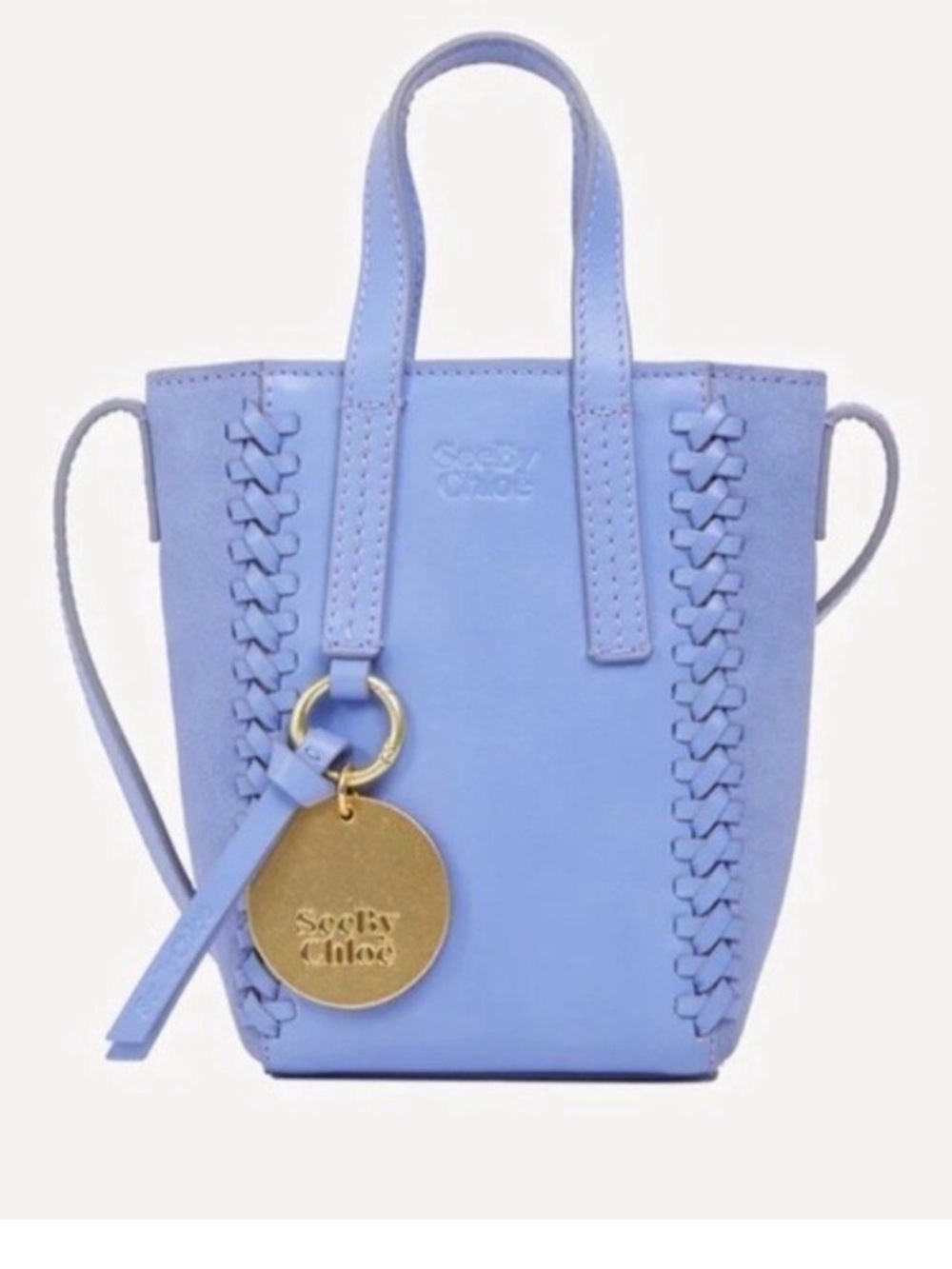 See by Chloe Tilda Mini Crossbody Persian Blue Leather and Suede Goldtone Medal